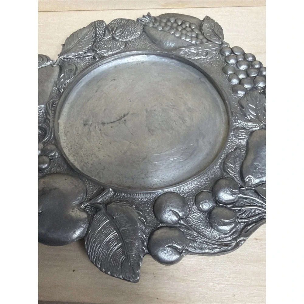 Fruit Pewter‎ Wine Coaster Plate Candle Holder Italy